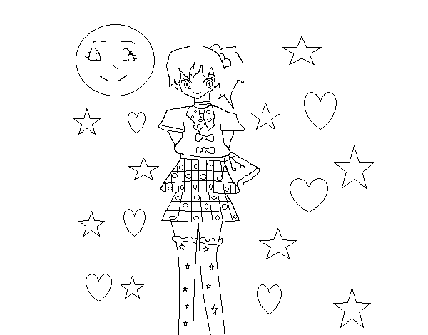 Desenho de Anime jovem para Colorir
