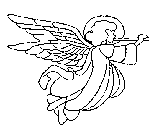 Desenho de Anjo com grandes asas para Colorir