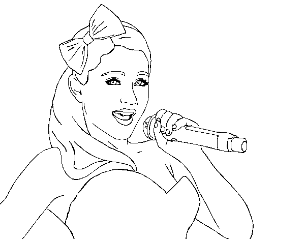 Desenho de Ariana Grande cantando para Colorir