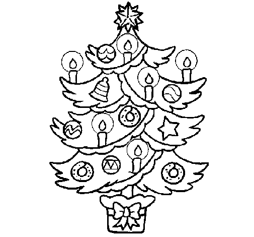 Desenho de Árvore de natal com velas para Colorir
