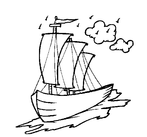 Desenho de Barco veleiro para Colorir