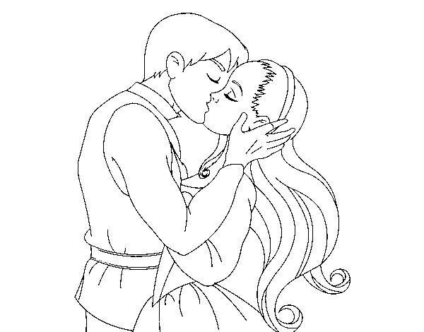 Desenho de Beijo de amor para Colorir