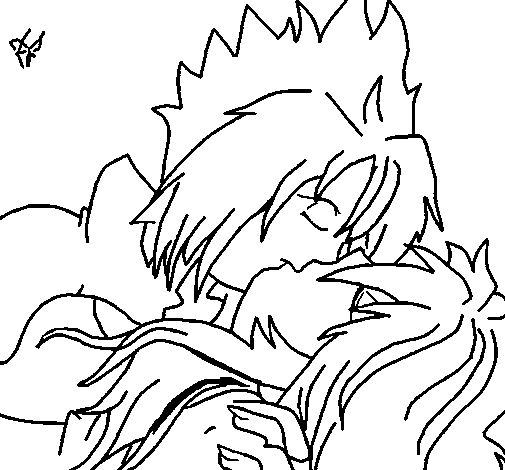 Desenho de Beijo III para Colorir