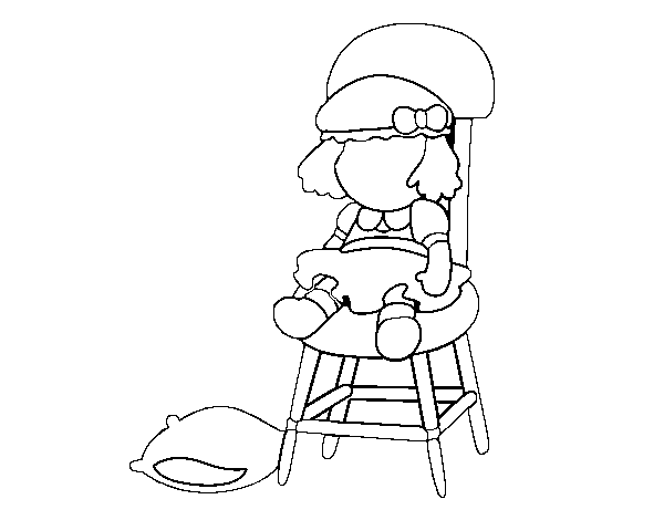 Desenho de Boneca sentada para Colorir