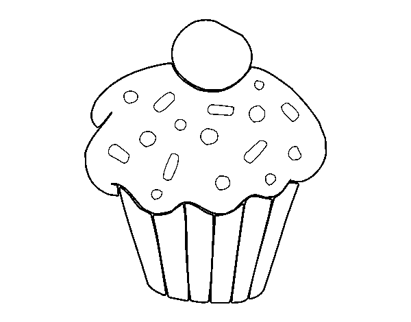 Desenho de Brownie com cereja para Colorir