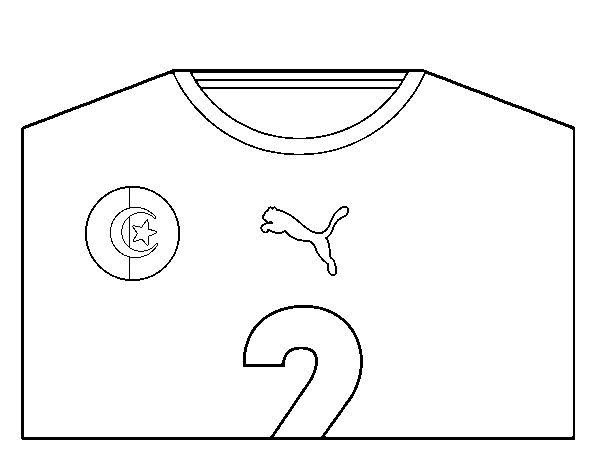Desenho de Camisa da copa do mundo de futebol 2014 da Argélia para Colorir