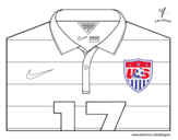 Desenho de Camisa da copa do mundo de futebol 2014 dos Estados Unidos para colorear