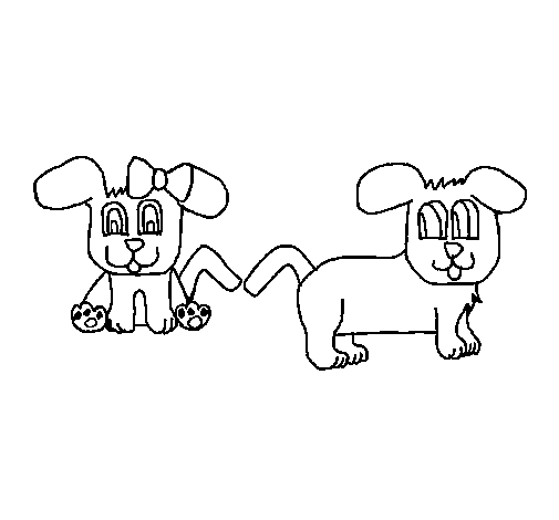 Desenho de Cãozitos para Colorir