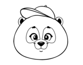 Desenho de Cara de urso panda com gorro para colorear