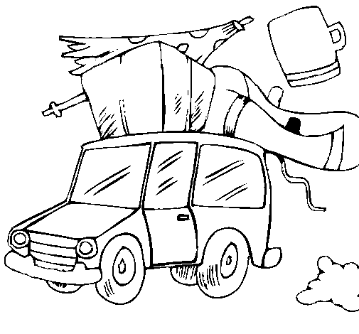 Desenho de Carro com bagagem para Colorir