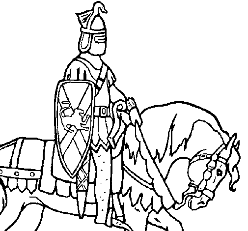 Desenho de Cavaleiro a cavalo para Colorir