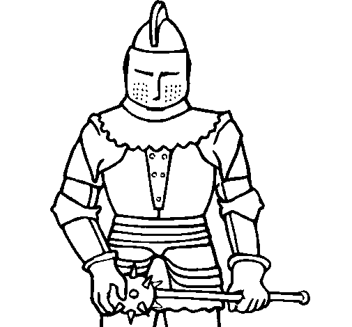 Desenho de Cavaleiro com uma maçã para Colorir