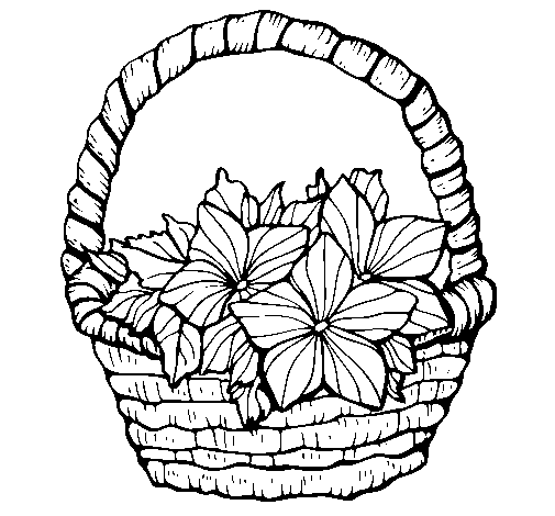 Desenho de Cesta de flores 2 para Colorir