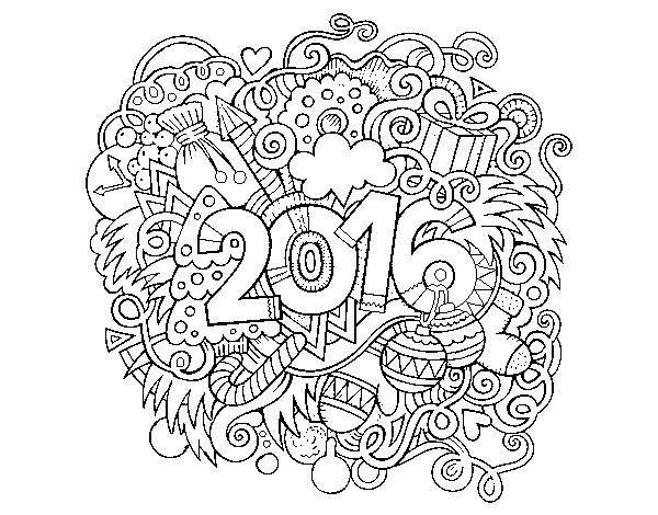 Desenho de Collage 2016 para Colorir