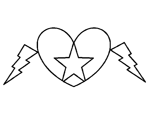 Desenho de Coração estrela para Colorir