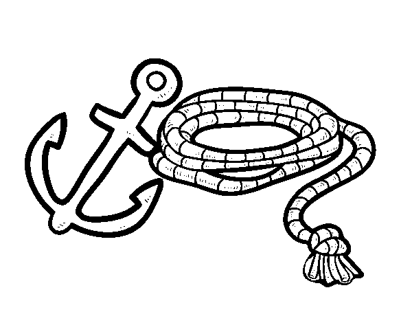 Desenho de Corda e âncora para Colorir