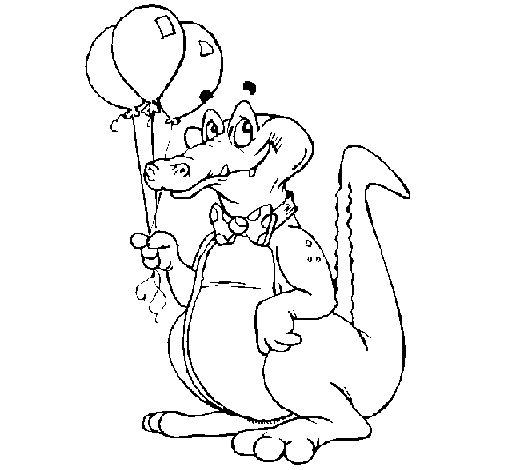 Desenho de Crocodilo com balões para Colorir