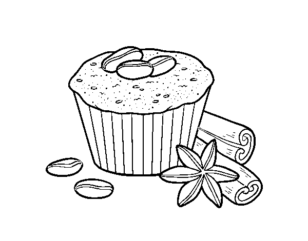 Desenho de Cupcake de café para Colorir
