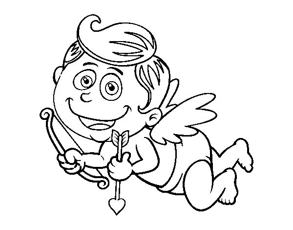 Desenho de Cupido contente para Colorir