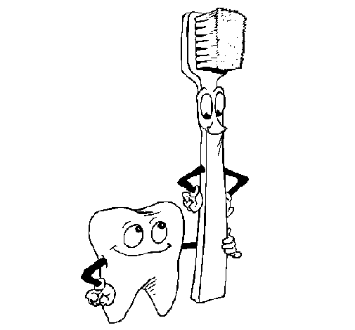 Desenho de Dentes e escova de dentes para Colorir