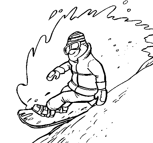 Desenho de Descida em prancha de neve para Colorir