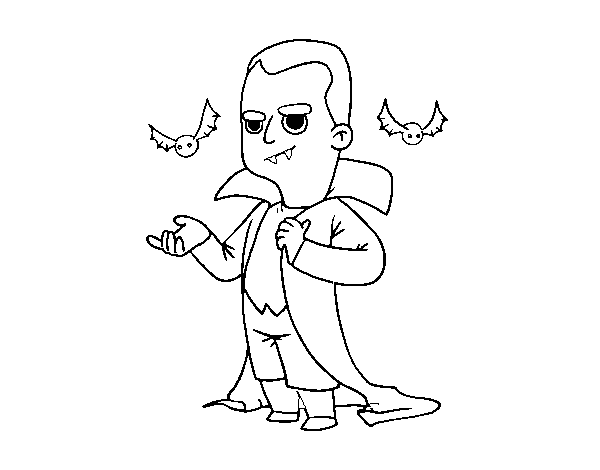 Desenho de Disfarce de vampiro do Halloween para Colorir