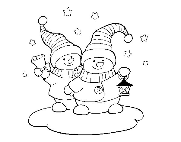 Desenho de Duas bonecas de Natal para Colorir