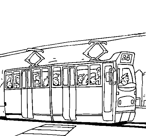 Desenho de Eléctrico com passageiros para Colorir