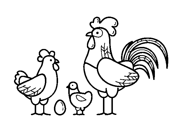 Desenho de Família de galinha para Colorir