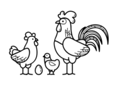 Desenho de Família de galinha para colorear