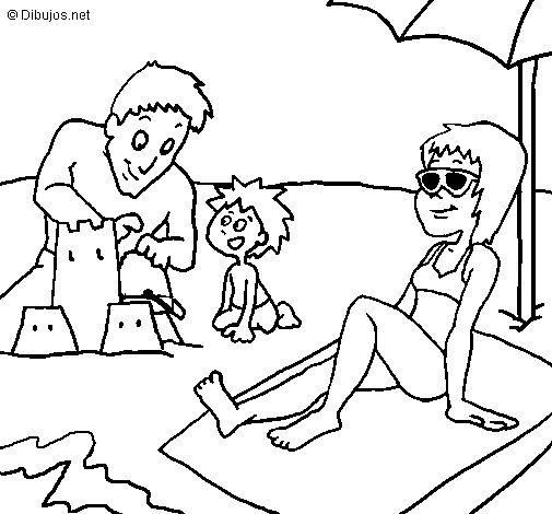 Desenho de Família férias para Colorir