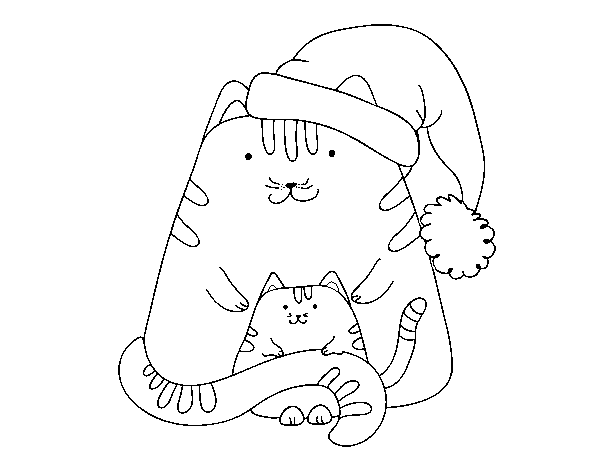 Desenho de Gatinhos Natal para Colorir