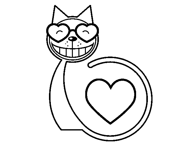 Desenho de Gato amor para Colorir