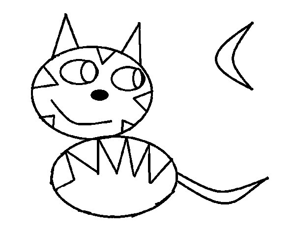 Desenho de Gato de noite para Colorir