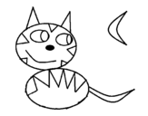 Desenho de Gato de noite para colorear
