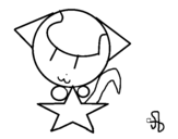 Desenho de Gato em uma estrela para colorear