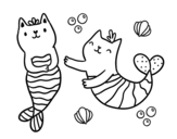 Desenho de Gatos da sereia para colorear