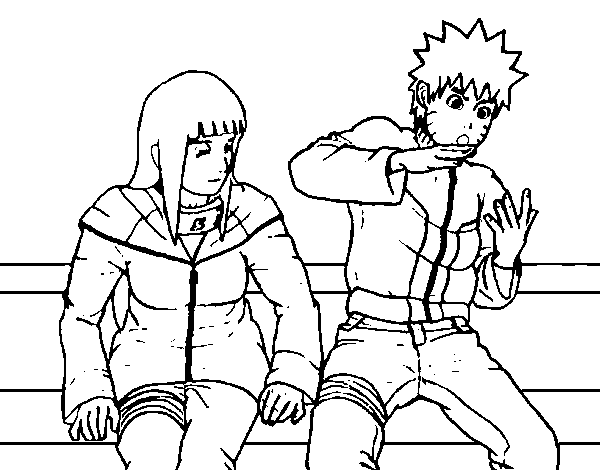 Desenho de Hinata e Naruto para Colorir