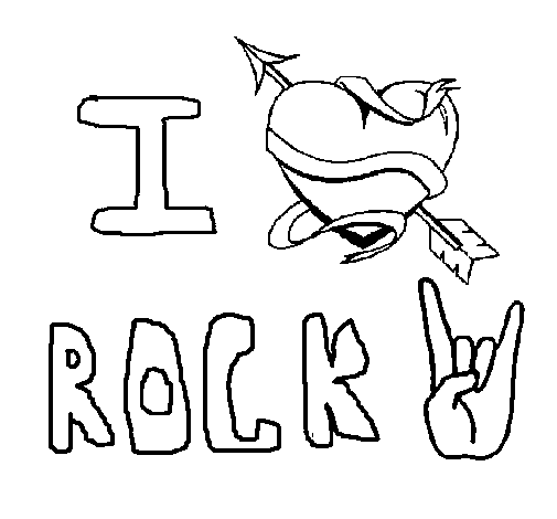 Desenho de I love rock para Colorir