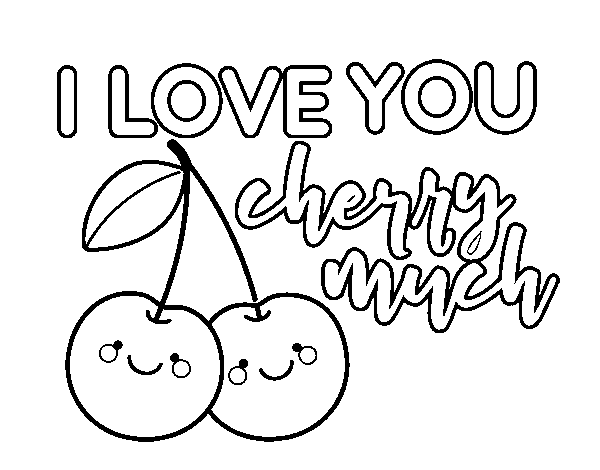 Desenho de I love you cherry much para Colorir