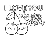 Desenho de I love you cherry much para colorear