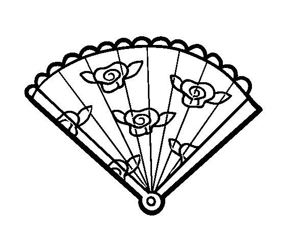 Desenho de Leque floral para Colorir