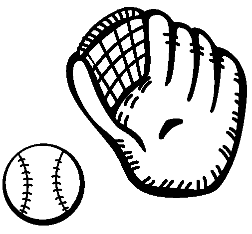 Desenho de Luva de basebol e bola para Colorir