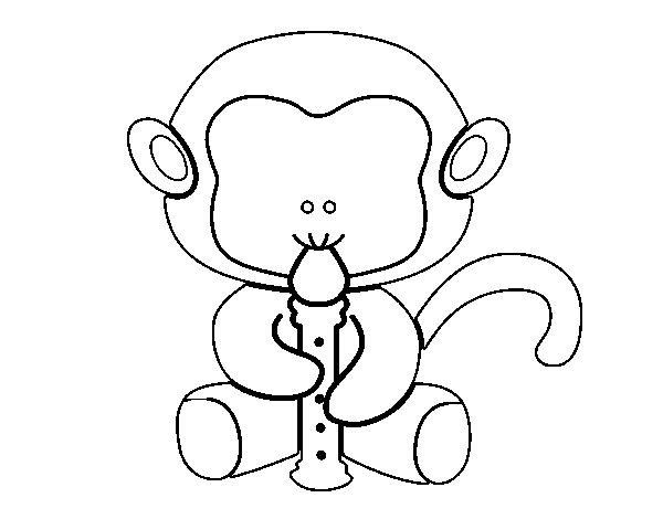 Desenho de Macaco flautista para Colorir