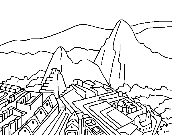 Desenho de Machu Picchu para Colorir