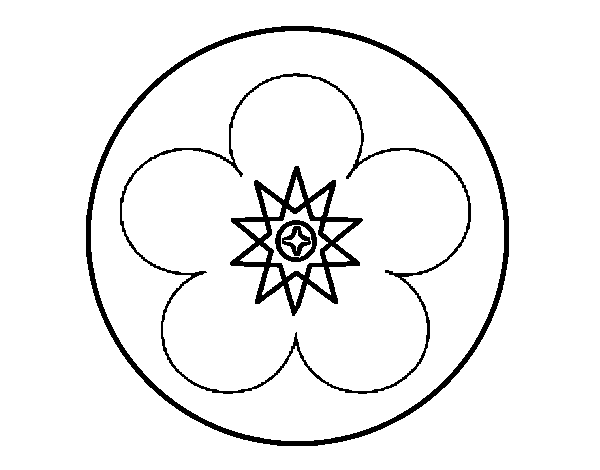 Desenho de Mandala com flor para Colorir