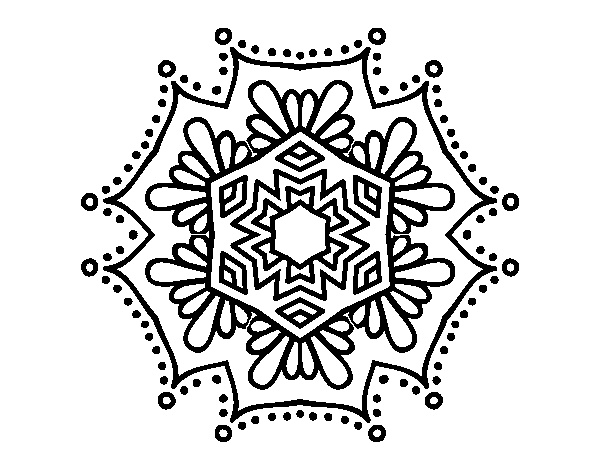 Desenho de Mandala flor simétrico para Colorir