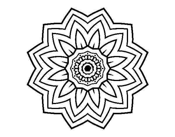 Desenho de mandala de flor para colorir