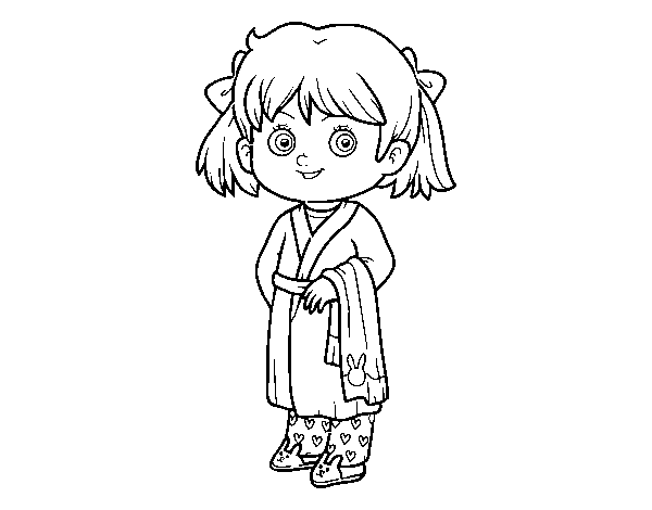 Desenho de Menina com pijama para Colorir