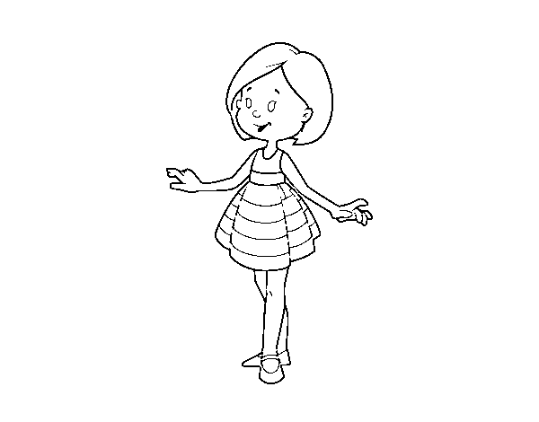 Desenho de Menina com vestido curto para Colorir